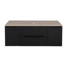 Bathroom Kingdom Monza Black & Oak Fluted Wall Hung Vanity Drawer Basin 1200mm - thumbnail 3