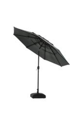 Garden Sanctuary 3-Tier Outdoor Garden Umbrella with Crank & Woven-Pattern Stand in Dark Grey - thumbnail 3
