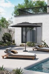 Garden Sanctuary 3-Tier Outdoor Garden Umbrella with Crank & Woven-Pattern Stand in Dark Grey - thumbnail 2