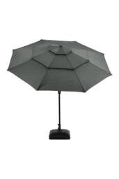 Garden Sanctuary 3-Tier Outdoor Garden Umbrella with Crank & Woven-Pattern Stand in Dark Grey - thumbnail 4