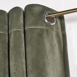 OHS Thermal Matte Velvet 2 Pair Ready Made Eyelet Curtains in Green - Size: 168 cm width x 229 cm drop - thumbnail 3