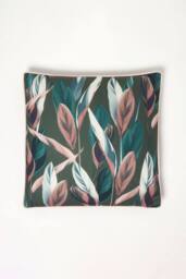 Homescapes Botanical Leaf Cushion 45 x 45 cm OEKO-TEX in Dark Green - Size: 45 cm x 45 cm - thumbnail 1