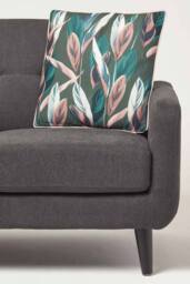 Homescapes Botanical Leaf Cushion 45 x 45 cm OEKO-TEX in Dark Green - Size: 45 cm x 45 cm - thumbnail 2