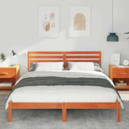 Berkfield Home with Headboard Wax brown 160 x 220 cm Solid pine wood - thumbnail 4