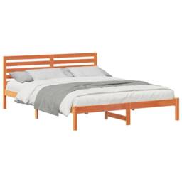 Berkfield Home with Headboard Wax brown 160 x 220 cm Solid pine wood - thumbnail 3