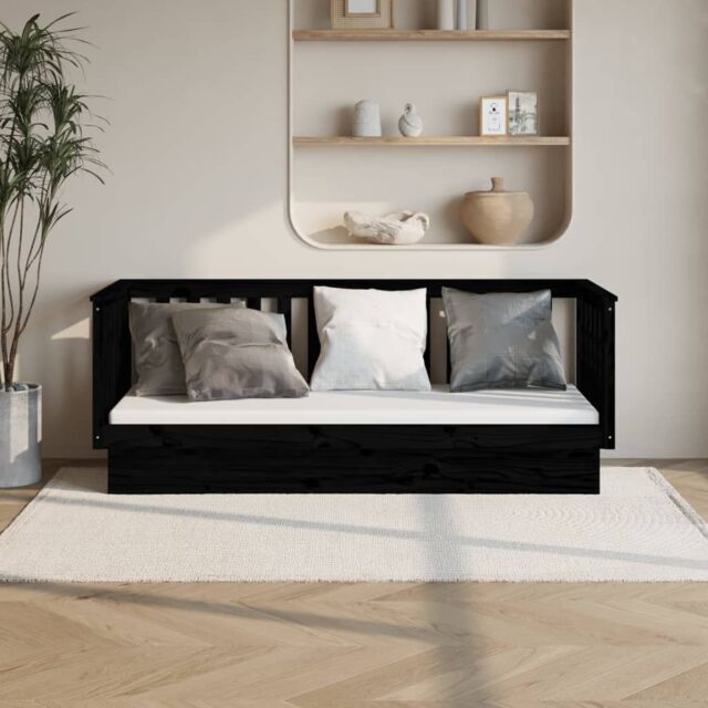 Berkfield Home Day Bed Black 90x190 cm Solid Wood Pine - image 1