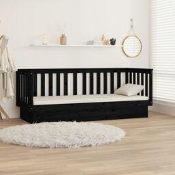 Berkfield Home Day Bed Black 90x190 cm Solid Wood Pine - thumbnail 4