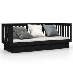 Berkfield Home Day Bed Black 90x190 cm Solid Wood Pine - thumbnail 2