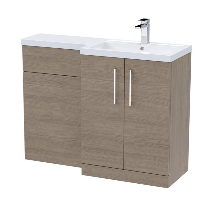 Balterley Bathroom Vanity Basin & WC Unit Right Hand Solace Oak 1100mm x 390mm in Brown - image 1