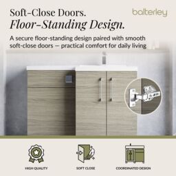 Balterley Bathroom Vanity Basin & WC Unit Right Hand Solace Oak 1100mm x 390mm in Brown - thumbnail 3