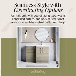 Balterley Bathroom Vanity Basin & WC Unit Right Hand Solace Oak 1100mm x 390mm in Brown - thumbnail 7