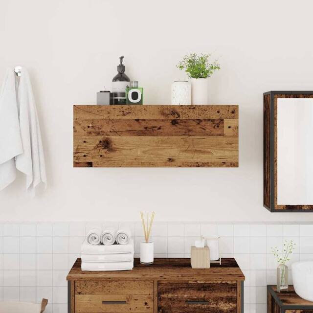 Berkfield Home Decorative Bathroom Wall Cabinet Old Wood 80x25x30 cm Engineered Wood in Brown - Size: 80 x 25 x 30 cm - image 1