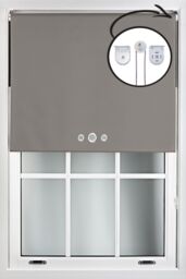 Furnished Dark Grey Blackout Roller Blinds with Triple Round Eyelets & Metal Fittings - Size: 60 cm width x 210 cm drop - thumbnail 1