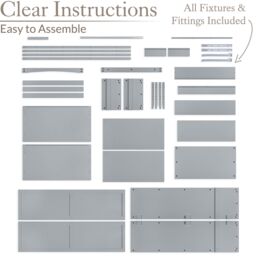 Christow Grey Double Wardrobe with Drawer 2 Door Bedroom Storage Furniture Cupboard - thumbnail 6