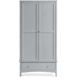 Christow Grey Double Wardrobe with Drawer 2 Door Bedroom Storage Furniture Cupboard - thumbnail 2