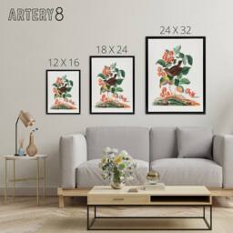 "Artery8 Eurasian Wren & Raspberry Plant Bolton Black Framed Canvas Wall Art - Size: W12"" x H16""" - thumbnail 4
