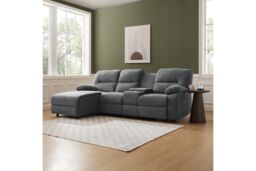 Home Detail Jacob 3 Seater Recliner Sofa With Chaise in Dark Grey