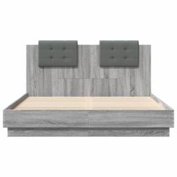 Berkfield Home Durable Bed Frame with LED without Mattress Grey Sonoma 120x200 cm - Size: Small Double - thumbnail 6