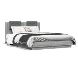 Berkfield Home Durable Bed Frame with LED without Mattress Grey Sonoma 120x200 cm - Size: Small Double - thumbnail 5