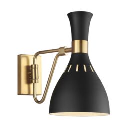Loops Wall Light Sconce Midnight Black / Burnished Brass LED E27 60W Bulb - thumbnail 1