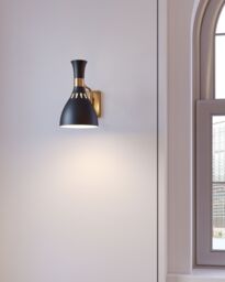 Loops Wall Light Sconce Midnight Black / Burnished Brass LED E27 60W Bulb - thumbnail 4