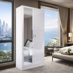 Harmin Modern 3 Piece Bedroom Furniture Set - Wardrobe, Chest & Bedside in White - thumbnail 3