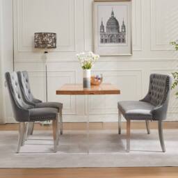 HomeTouch Modern Velvet Double Dining Loveseat Bench with Chrome Steel Legs in Grey - Size: 1 Pack - thumbnail 4