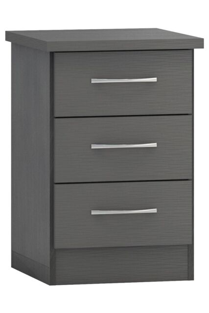 Seconique Nevada 3 Drawer Bedside in Dark Grey - image 1