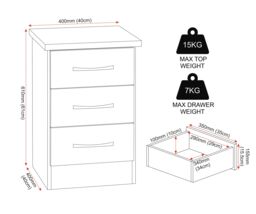 Seconique Nevada 3 Drawer Bedside in Dark Grey - thumbnail 8