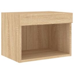 Berkfield Home 7 Piece TV Wall Units with LED Sonoma Oak Engineered Wood in Brown - thumbnail 8