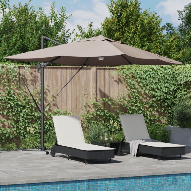 Berkfield Home Cantilever Umbrella - Taupe Taupe Fabric Large Height-Adjustable - image 1