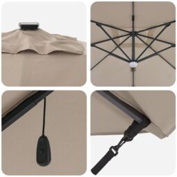 Berkfield Home Cantilever Umbrella - Taupe Taupe Fabric Large Height-Adjustable - thumbnail 8