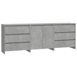 Berkfield Home 3 Piece Sideboard Concrete Grey Engineered Wood - thumbnail 2