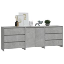 Berkfield Home 3 Piece Sideboard Concrete Grey Engineered Wood - thumbnail 6