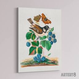 "Artery8 Bramble Rubus Starling & Butterflies Bolton Canvas Wall Art - Size: W24"" x H32""" - thumbnail 2