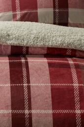 Fusion 'Mulford Check' Plush Duvet Cover Set in Red - Size: Super King - thumbnail 3