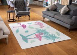 Benjamin Tate Design Palm & Flamingo Designer Rug in Natural - Size: Large - thumbnail 2