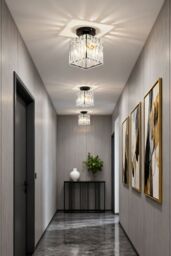 Living and Home Modern Crystal Ceiling Light in Black - thumbnail 1