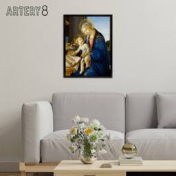 "Artery8 Botticelli The Virgin & Child Framed Canvas Wall Art Print in Blue - Size: W18"" x H24""" - thumbnail 3