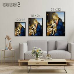 "Artery8 Botticelli The Virgin & Child Framed Canvas Wall Art Print in Blue - Size: W18"" x H24""" - thumbnail 4