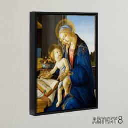 "Artery8 Botticelli The Virgin & Child Framed Canvas Wall Art Print in Blue - Size: W18"" x H24""" - thumbnail 2