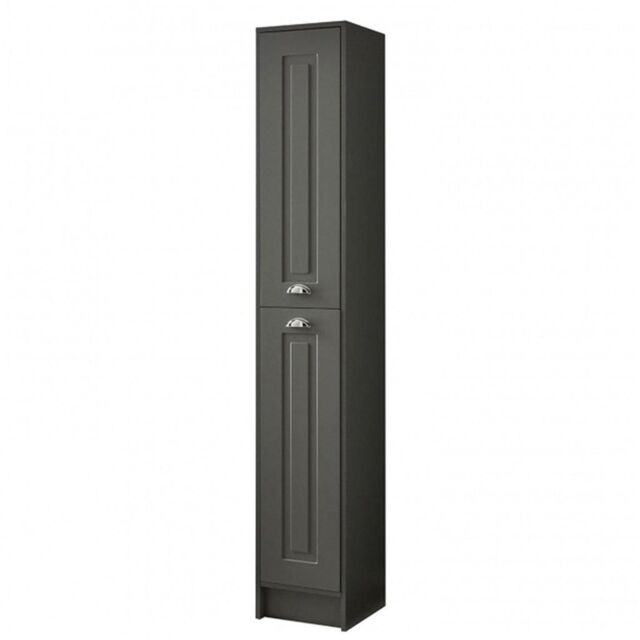 Clifton Matt Grey Bathroom Standing 2-Door Side Tall Unit 300mm Wide in Charcoal - image 1