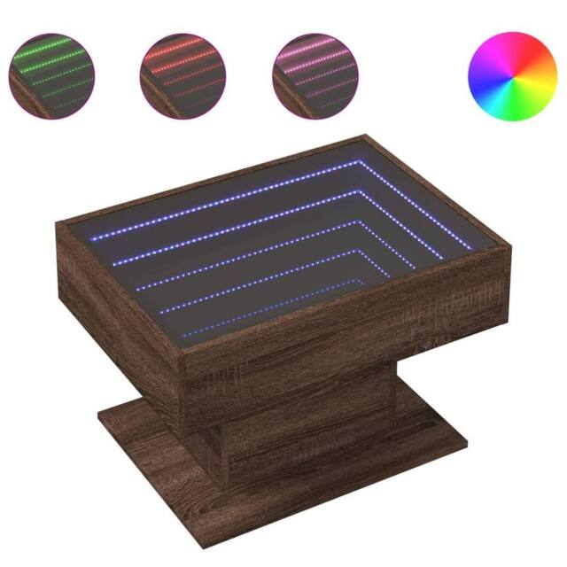 Berkfield Home Coffee Table with LED Brown Oak 70x50x45 cm Engineered Wood - Size: 70 x 50 x 45 cm - image 1
