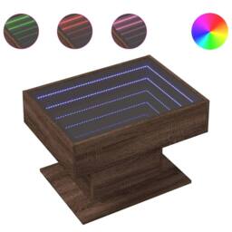Berkfield Home Coffee Table with LED Brown Oak 70x50x45 cm Engineered Wood - Size: 70 x 50 x 45 cm - thumbnail 1