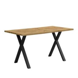 Merax Oak & Black Rectangular Dining Table With Cross Legs 140 x 80 cm in Light Oak - thumbnail 5