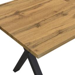 Merax Oak & Black Rectangular Dining Table With Cross Legs 140 x 80 cm in Light Oak - thumbnail 9
