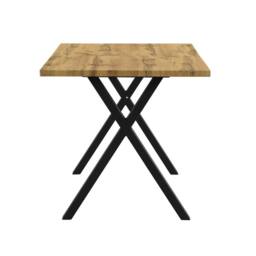 Merax Oak & Black Rectangular Dining Table With Cross Legs 140 x 80 cm in Light Oak - thumbnail 7
