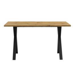 Merax Oak & Black Rectangular Dining Table With Cross Legs 140 x 80 cm in Light Oak - thumbnail 6