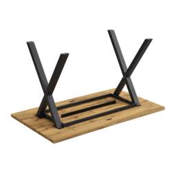 Merax Oak & Black Rectangular Dining Table With Cross Legs 140 x 80 cm in Light Oak - thumbnail 8