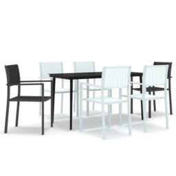 Berkfield Home Decorative 7 Piece Garden Dining Set Black & White - thumbnail 3
